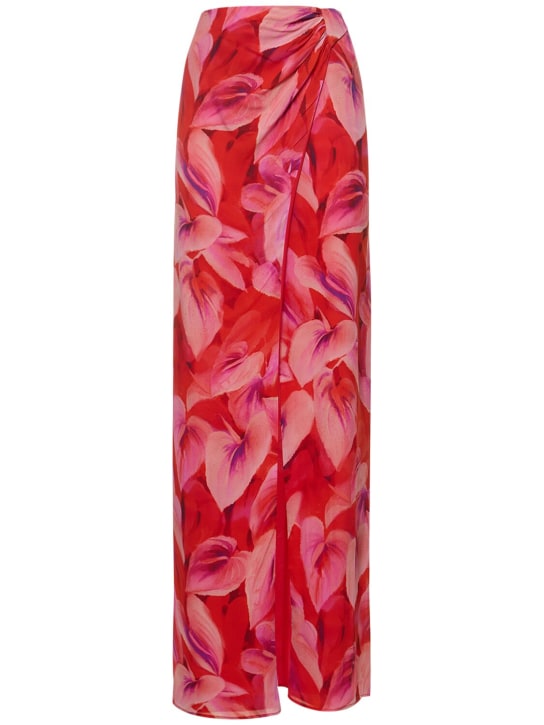 The Andamane: Phoebe printed viscose midi wrap skirt - Red/Multi - women_0 | Luisa Via Roma