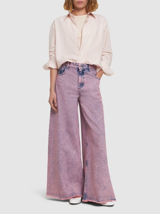 Marni: Cotton denim mid rise wide jeans - Pembe - women_1 | Luisa Via Roma