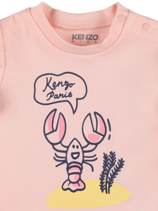 Kenzo Kids: T-shirt e shorts in cotone stampato - Rosa - kids-girls_1 | Luisa Via Roma