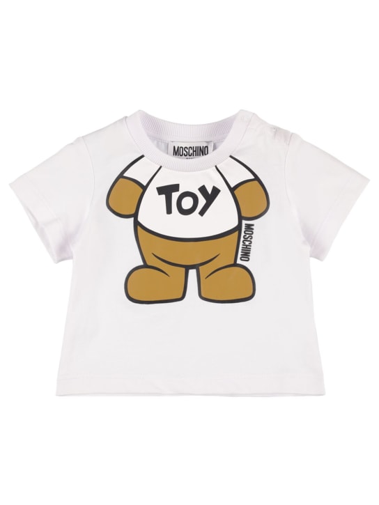 Moschino: T-shirt en jersey de coton - Blanc - kids-boys_0 | Luisa Via Roma