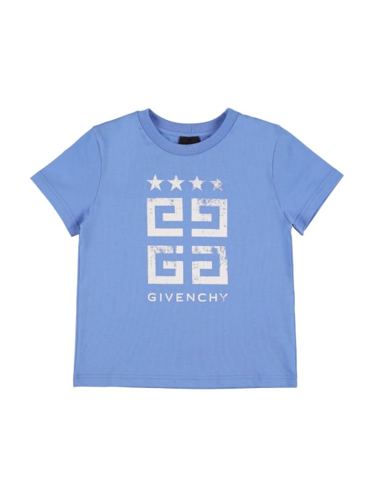 Givenchy: T-shirt en jersey de coton - Bleu - kids-boys_0 | Luisa Via Roma