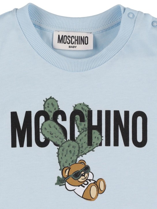 Moschino: コットンジャージーTシャツ - ブルースカイ - kids-girls_1 | Luisa Via Roma