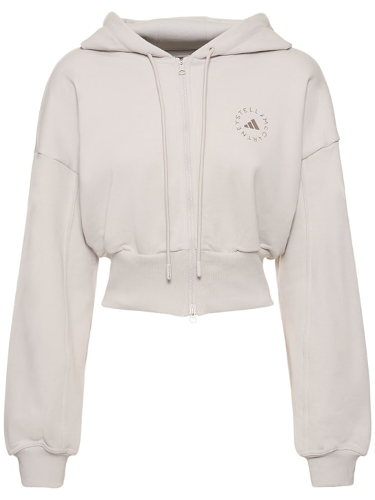 adidas By Stella McCartney: Cropped zip-up sweatshirt - Bej - women_0 | Luisa Via Roma