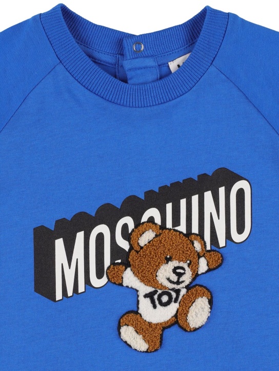 Moschino: T-shirt en jersey de coton - Bleu - kids-boys_1 | Luisa Via Roma