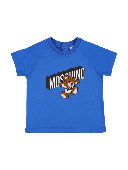 Moschino: T-shirt en jersey de coton - Bleu - kids-boys_0 | Luisa Via Roma