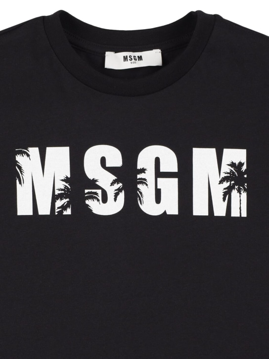 MSGM: T-shirt in jersey di cotone con logo - Nero - kids-boys_1 | Luisa Via Roma