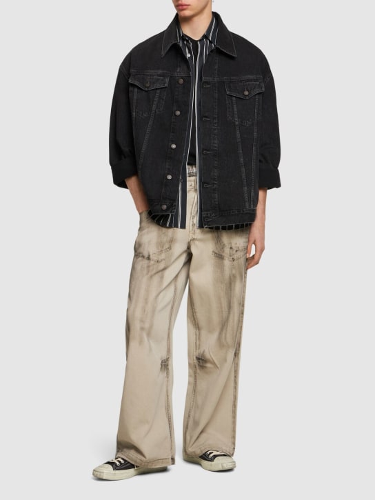 Acne Studios: Morris cotton denim oversize jacket - Black - men_1 | Luisa Via Roma
