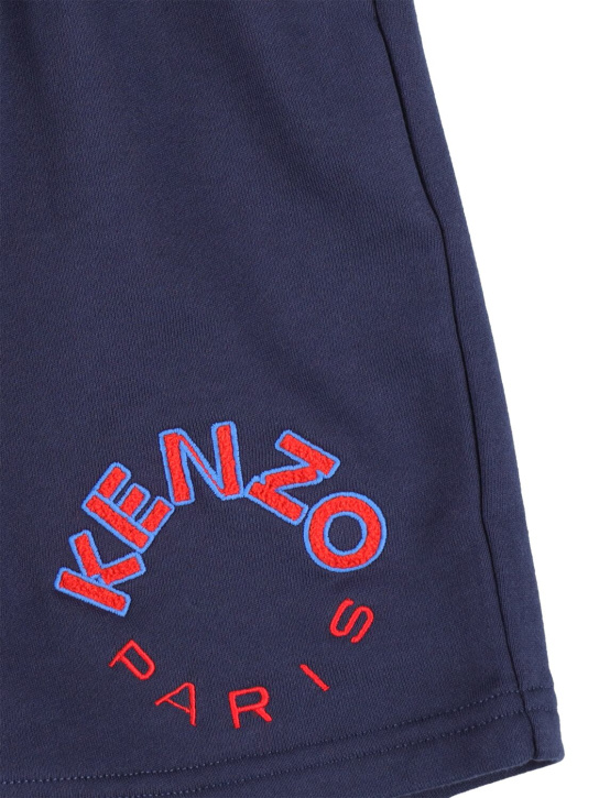 Kenzo Kids: コットンスウェットハーフパンツ - ネイビー - kids-boys_1 | Luisa Via Roma