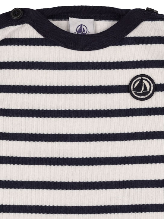 Petit Bateau: Overall und T-Shirt aus Baumwollmischung - Weiß/Navy - kids-boys_1 | Luisa Via Roma