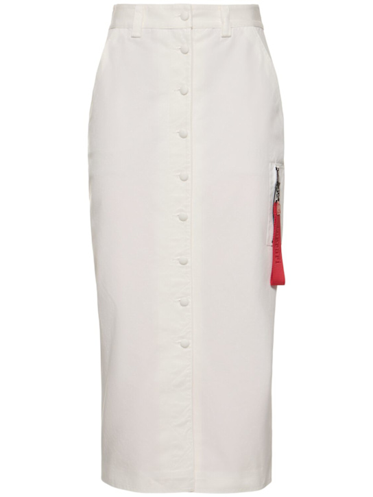 Buttoned cotton midi skirt