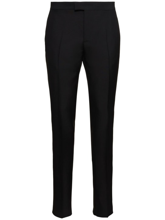 Versace: Pantalon élégant en mohair et laine - 1b000-black - men_0 | Luisa Via Roma