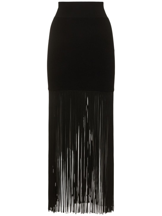 Galvan: 流苏针织长款半身裙 - 黑色 - women_0 | Luisa Via Roma
