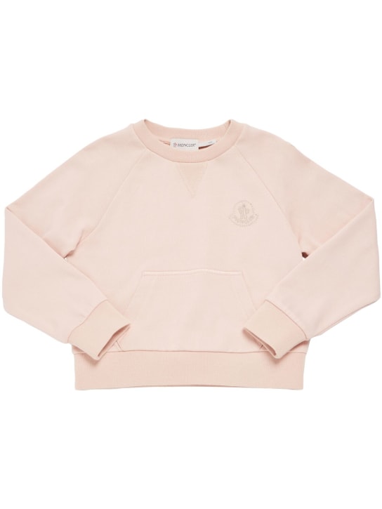 Moncler: コットンフリーススウェットシャツ＆スウェットショートパンツ - ピンク - kids-girls_1 | Luisa Via Roma