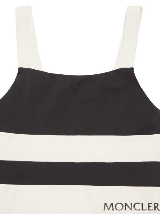 Moncler: Logo detail lycra swimsuit - Black/White - kids-girls_1 | Luisa Via Roma