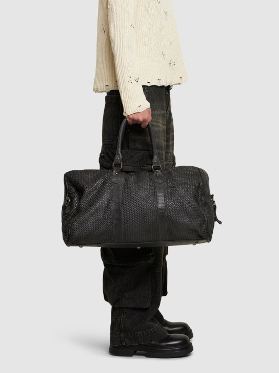 Giorgio Brato: Woven leather duffle bag - Black - men_1 | Luisa Via Roma