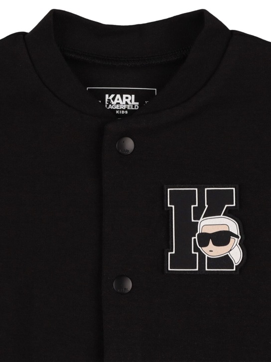 Karl Lagerfeld: Barboteuse & veste en coton mélangé - Noir/Blanc - kids-boys_1 | Luisa Via Roma