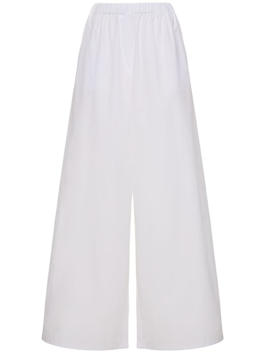 Max Mara: Pantalon ample en popeline de coton - Blanc - women_0 | Luisa Via Roma