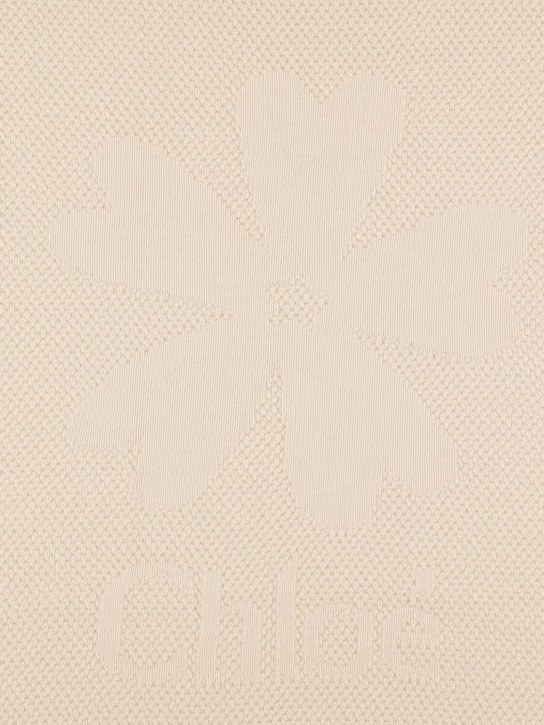 Chloé: Coperta in maglia di cotone e lana - Off-White - kids-girls_1 | Luisa Via Roma