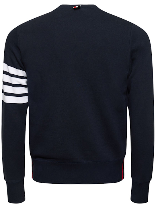 Thom Browne: Cotton jersey logo sweatshirt - Navy - men_4 | Luisa Via Roma