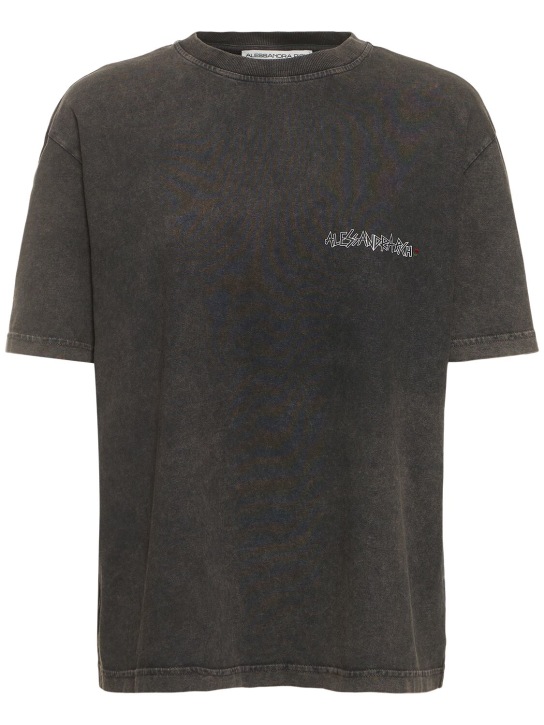Alessandra Rich: Jersey printed short sleeve t-shirt - Dark Grey - women_0 | Luisa Via Roma