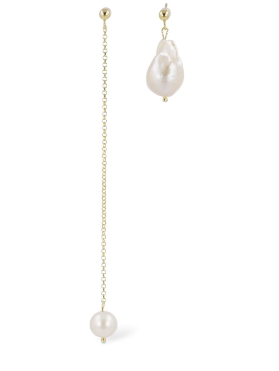 Magda Butrym: Asymmetrical pearl earrings - White/Gold - women_0 | Luisa Via Roma