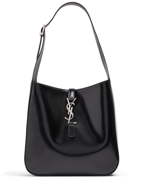 Saint Laurent: Small Le 5 à 7 brushed leather bag - Black - women_0 | Luisa Via Roma
