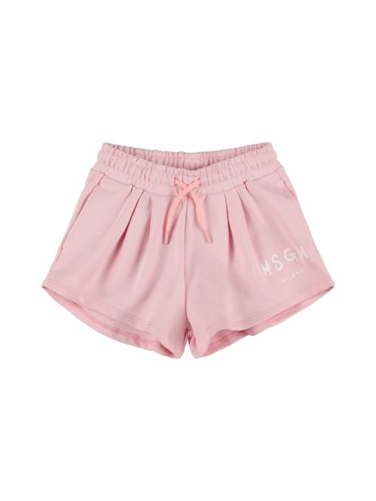 MSGM: Shorts in felpa di cotone - Rosa - kids-girls_0 | Luisa Via Roma