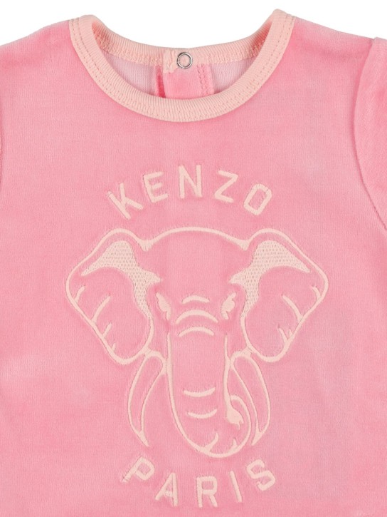 Kenzo Kids: Cotton blend romper, hat & bib - Pink - kids-girls_1 | Luisa Via Roma