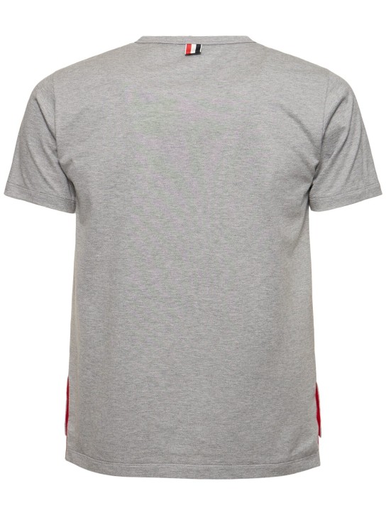 Thom Browne: Striped pocket cotton t-shirt - Grey - men_7 | Luisa Via Roma