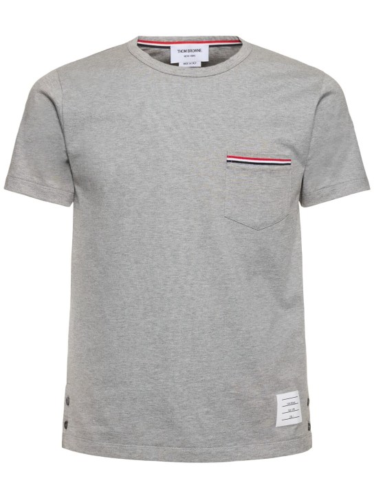 Thom Browne: Striped pocket cotton t-shirt - Grey - men_5 | Luisa Via Roma