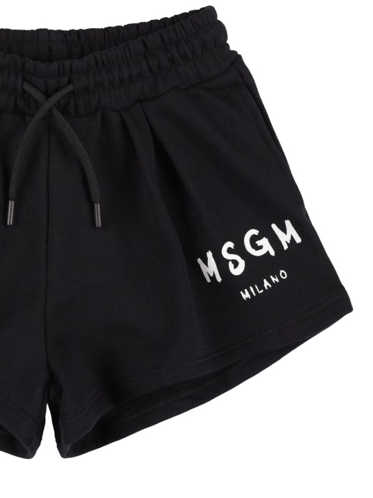 MSGM: Cotton sweat shorts - Siyah - kids-girls_1 | Luisa Via Roma