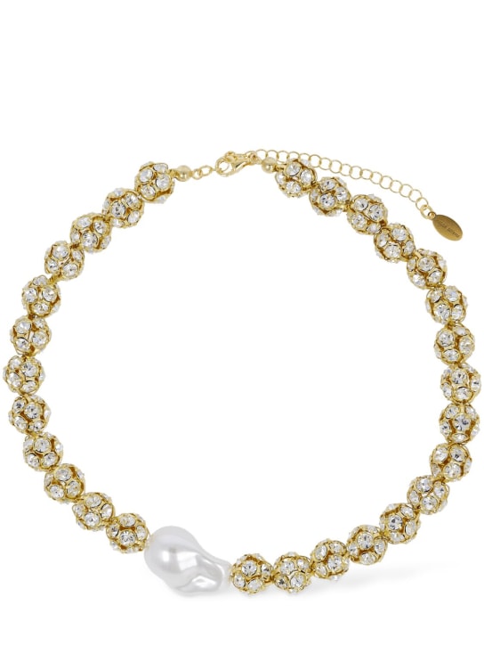Magda Butrym: Faux pearl & crystal collar necklace - Gold/Crystal - women_0 | Luisa Via Roma