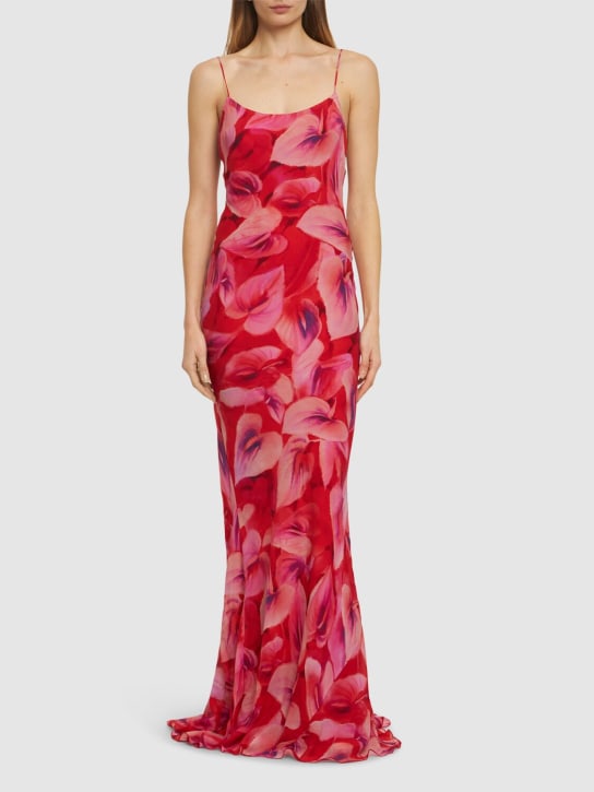 The Andamane: Ninfea printed tech georgette maxi dress - Red/Multi - women_1 | Luisa Via Roma