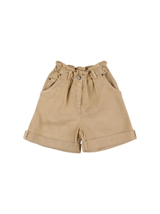 Bonpoint: Stretch cotton denim shorts - Bej - kids-girls_0 | Luisa Via Roma