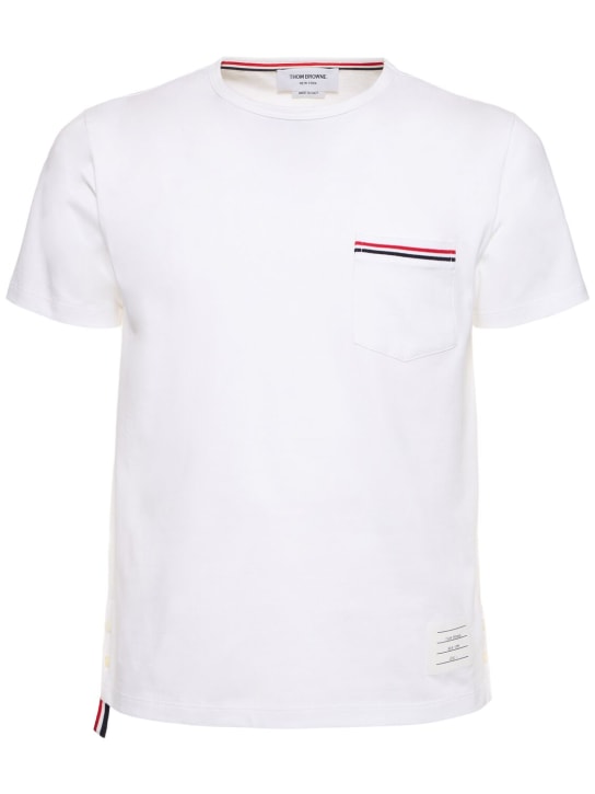 Thom Browne: Striped pocket cotton t-shirt - men_0 | Luisa Via Roma