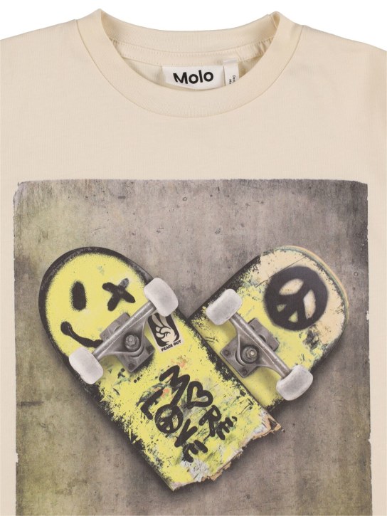 Molo: Printed organic cotton t-shirt - Beige - kids-boys_1 | Luisa Via Roma