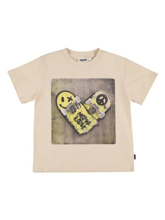 Molo: Printed organic cotton t-shirt - Beige - kids-boys_0 | Luisa Via Roma