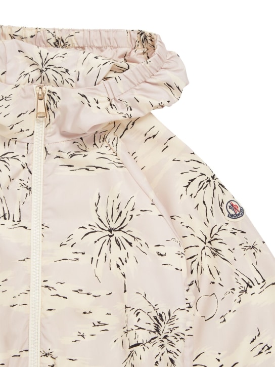 Moncler: Veste en nylon imprimé palmiers Sphere - Blanc/Rose - kids-girls_1 | Luisa Via Roma