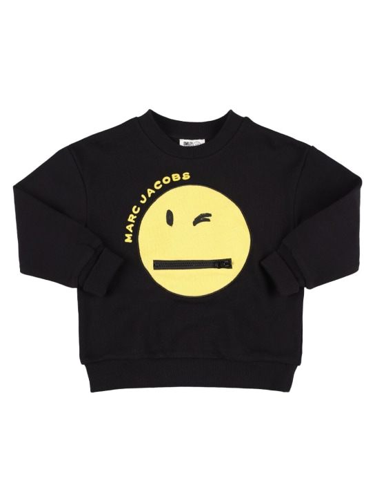 Marc Jacobs: Sweat-shirt en coton à col rond - Noir - kids-boys_0 | Luisa Via Roma