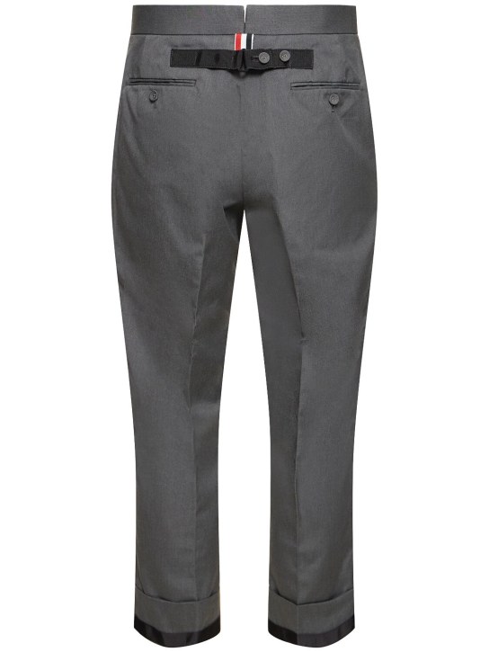Thom Browne: Cotton blend backstrap pants - Med Grey - men_4 | Luisa Via Roma