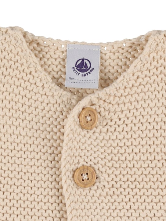 Petit Bateau: Cotton tricot knit cardigan - Off White - kids-boys_1 | Luisa Via Roma