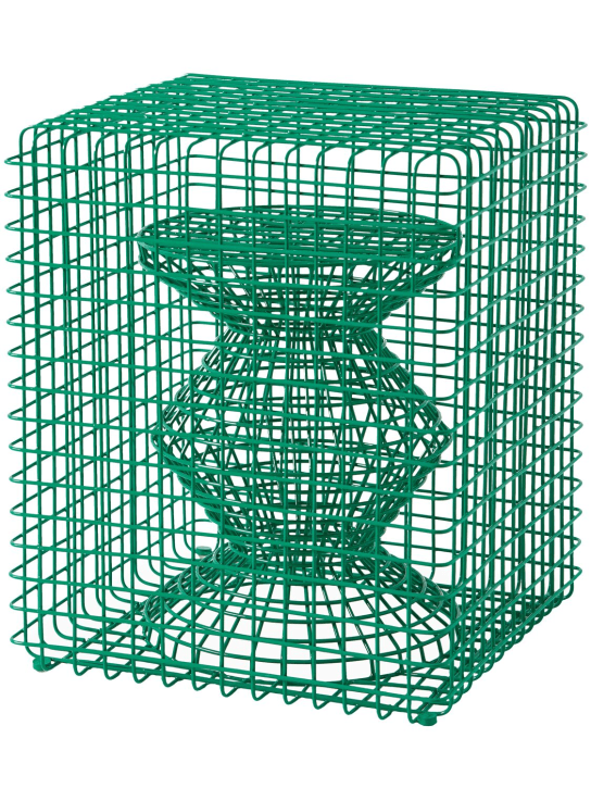 Polspotten: Zig Zag green wire stool - ecraft_1 | Luisa Via Roma