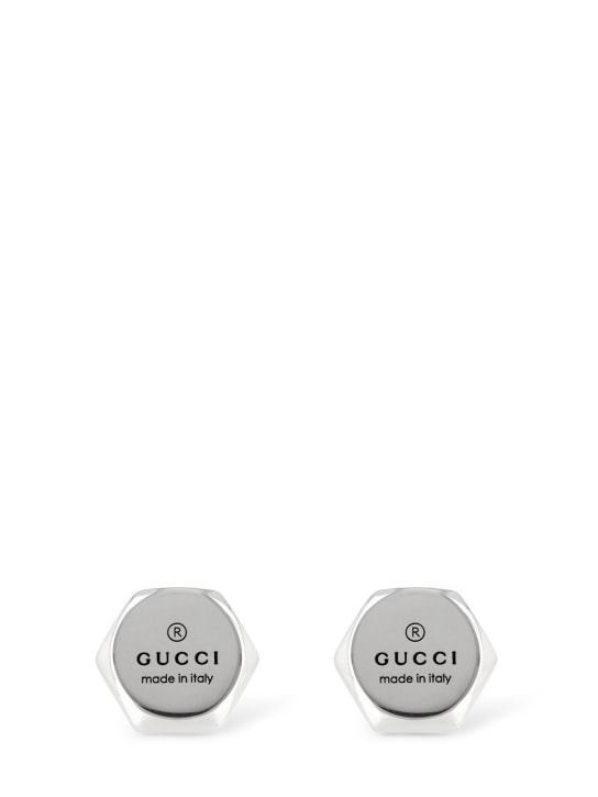 Gucci: Boucles d'oreilles en argent massif Trademark - Argent - women_0 | Luisa Via Roma