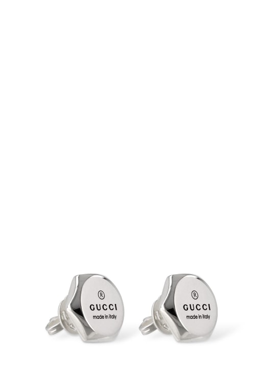 Gucci: Boucles d'oreilles en argent massif Trademark - Argent - women_1 | Luisa Via Roma