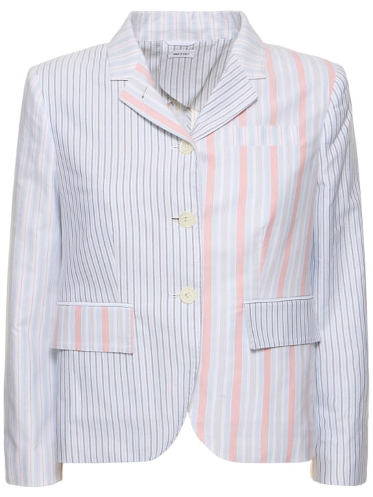 Thom Browne: Striped cotton Oxford jacket - Multicolor - women_0 | Luisa Via Roma