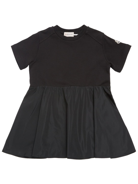 Moncler: Cotton fleece dress - Siyah - kids-girls_0 | Luisa Via Roma