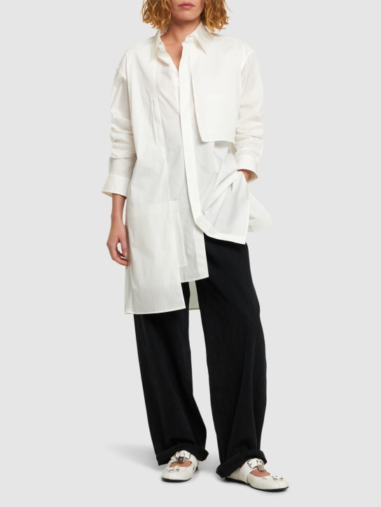 Y-3: Hemd aus Baumwollmischung - Beige/Weiß - women_1 | Luisa Via Roma