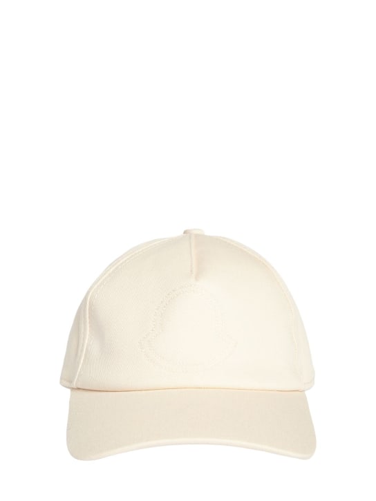 Moncler: Logo细节棉质棒球帽 - 白色 - kids-boys_0 | Luisa Via Roma