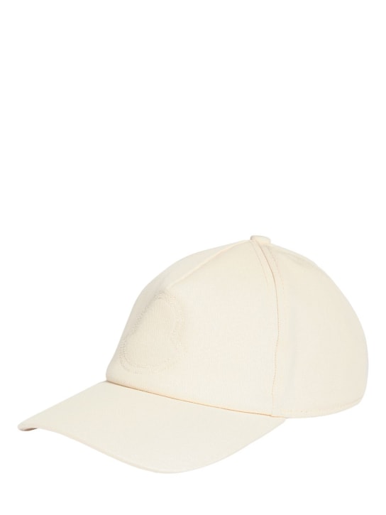 Moncler: Logo detail cotton baseball cap - White - kids-girls_1 | Luisa Via Roma