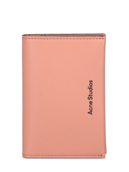 Acne Studios: Leather card holder - Salmon Pink - women_0 | Luisa Via Roma